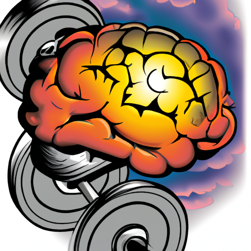 איור המתאר מוח, המייצג חוסן נפשי בכושר. התמונה כוללת גם סמלים של מתח ומנגנוני התמודדות.