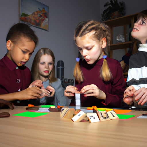 תמונה של קבוצת ילדים משחקת משחק לוח, המדגימה את המיומנויות החברתיות שנרכשו באמצעות משחק