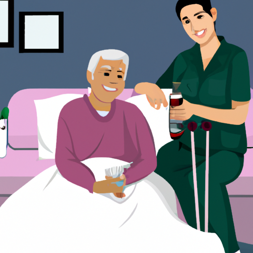 מטפלת סיעודית פרטית המעניקה טיפול למטופל קשיש בבית.