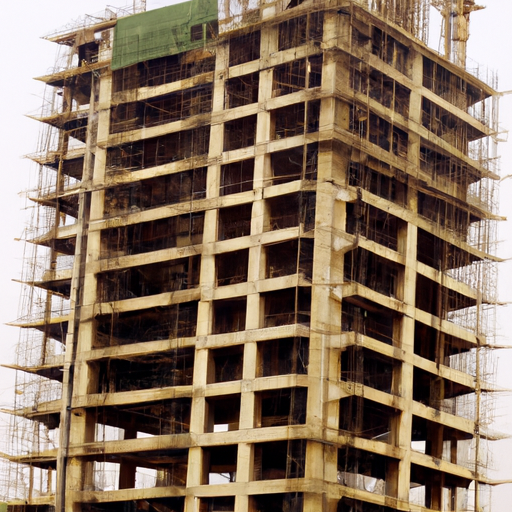 1. תמונה המציגה בניין רב קומות באמצע בנייה, המסמל את הפרויקט הלא גמור.