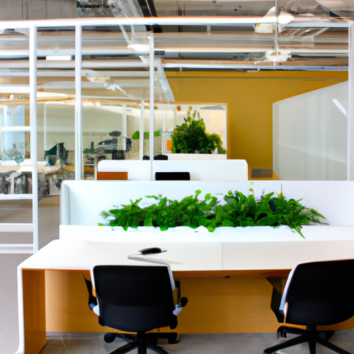 3. תמונה של חלל משרדים ירוק בירושלים, המציג צמחי פנים ותאורה טבעית.