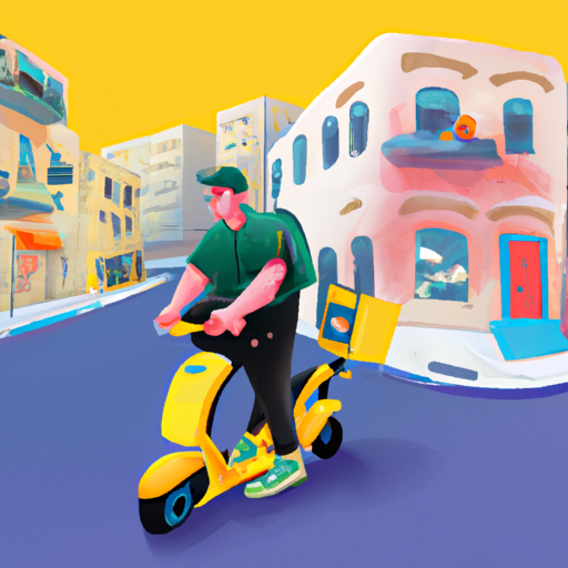 שליח על קטנוע, מנווט ברחובות חיפה עם תרמיל משלוחי אוכל