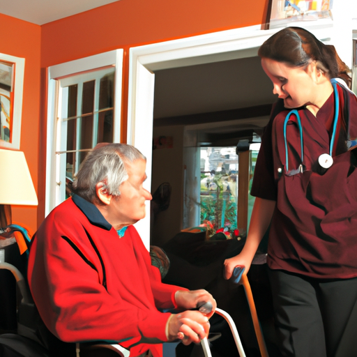 1. תמונה המציגה סייעת סיעודית המטפלת בחולה קשיש במסגרת ביתית