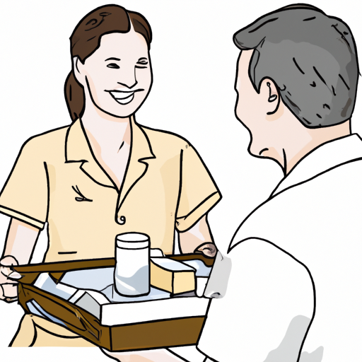 3. איור של מטפלת סיעודית פרטית המסייעת למטופל במשימות יומיומיות כמו אכילה או לבוש