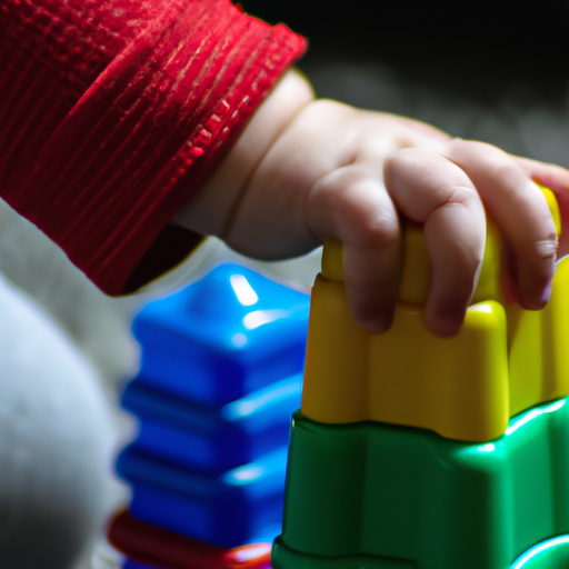 תמונה המציגה פעוט מעורב עם צעצוע ערימה צבעוני, המדגישה את חשיבות המשחק בילדות המוקדמת